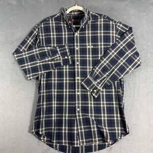 Vintage Chaps Ralph Lauren Plaid Button Down Shirt Mens Medium Navy Green